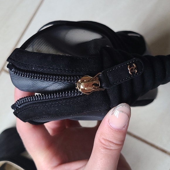 CHANEL Suede Mesh Zip Cap Toe Heels [size 37] - Picture 11 of 15